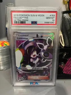 Pokemon 2018 Sun & Moon #153 Lusamine Ultra Prism Full Art Gem Mint PSA 10 - Image 1