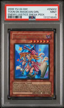 2006 YU-GI-OH! ENEMY OF JUSTICE SNEAK PEEK #EN002 TOON DARK MAGICIAN GIRL PSA 9 - Image 1
