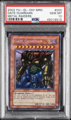 2002 YU-GI-OH! MRD-METAL RAIDERS #000 GATE GUARDIAN PSA 10 - Image 1