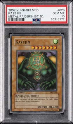 2002 YU-GI-OH! MRD-METAL RAIDERS 1ST EDITION #026 KAZEJIN PSA 10 - Image 1