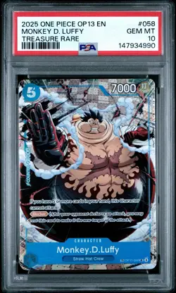 2025 One Piece OP13 Treasure Rare Monkey D Luffy PSA 10 GEM MINT - Image 1