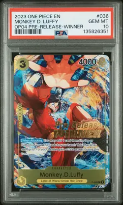 2023 ONE PIECE PROMOS #036 MONKEY D. LUFFY PSA 10 - Image 1