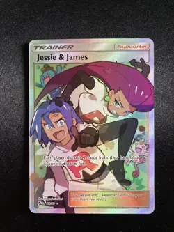 Pokemon TCG Full Art Trainer Holo Card Jessie and James 68/68 Hidden Fates - Image 1