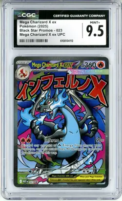 CGC MINT+ 9.5 Pokemon TCG Mega Charizard X ex 023 Me: Mega Evolution Promo Holo - Image 1
