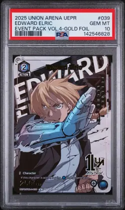 Union Arena TCG Edward Elric Gold Promo Alt Art Holo PSA 10 Gem Mint Fullmetal - Image 1