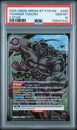 Union Arena TCG Younger Toguro 2 Star Holo PSA 10 Gem Mint Yu Yu Hakusho - Image 1
