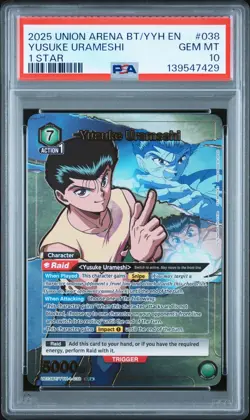 Union Arena TCG Yusuke Urameshi Alt Art Holo PSA 10 Gem Mint Yu Yu Hakusho - Image 1