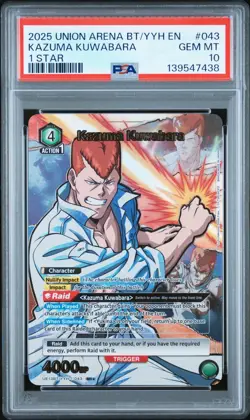 Union Arena TCG Kazuma Kuwabara Alt Art Holo PSA 10 Gem Mint Yu Yu Hakusho - Image 1