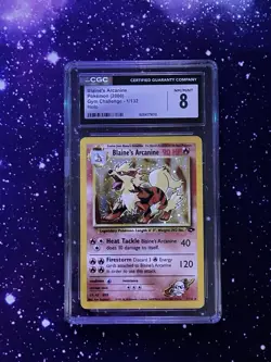 Pokemon Blaine's Arcanine Gym Challenge Holo CGC 8 1/132 Unlimited 2000 - Image 1