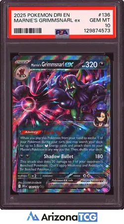 Pokemon 2025 Marnie's Grimmsnarl ex 136 Double Rare Destined Rivals PSA 10 - Image 1