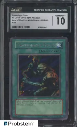 2002 Yu-Gi-Oh Legends of Blue Eyes White Dragon Gravedigger Ghoul Rare CGC 10 - Image 1