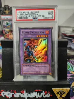 Yu-Gi-Oh 2002 LOB-003 Flame Swordsman 1st Edition PSA 9 Mint - Image 1