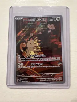 Pokemon TCG Team Rockets Meowth 203/182 Illustration Rare Destined Rivals NM - Image 1