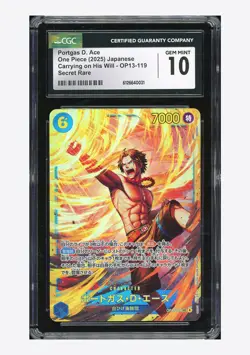 One Piece CGC 10 PRISTINE Portgas D. Ace SEC 2025 OP13-119 OP13 Japanese - Image 1