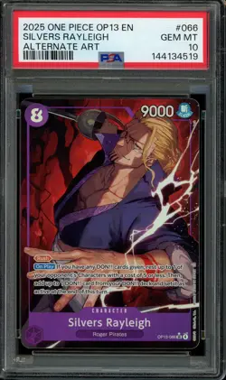 One Piece TCG OP13 EN #066 Silvers Rayleigh Alternate Art PSA 10 - Image 1