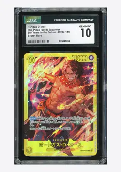 One Piece CGC 10 GEM MINT Portgas D. Ace SEC 2025 OP07-119 PRB02 Japanese - Image 1