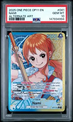 One Piece A Fist of Divine Speed - Nami Leader Alt Art OP11-041 - PSA 10 Eng - Image 1