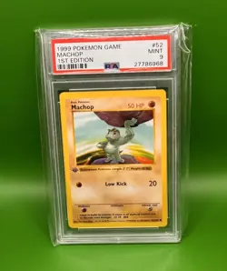 1999 Pokemon Base Set Machop 1st Edition Shadowless 52/102 PSA 9 - Image 1