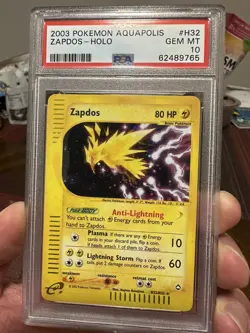 PSA 10 GEM MINT Zapdos H32/H32 HOLO RARE Aquapolis Pokemon Card - Image 1