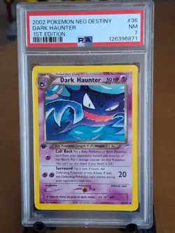 2002 Pokemon Neo Destiny Dark Haunter 1st Edition #36 - PSA 7 NEAR MINT CLEAN! - Image 1