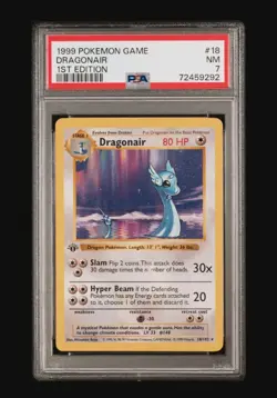 1999 Pokemon 1st Edition Base Set Dragonair 18/102 Rainbow Ink ERROR PSA 7 First - Image 1