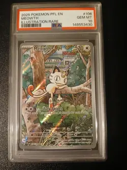 2025 POKEMON PFL EN-PHANTASMAL FLAMES ILLUSTRATION RARE #106 MEOWTH PSA 10 - Image 1