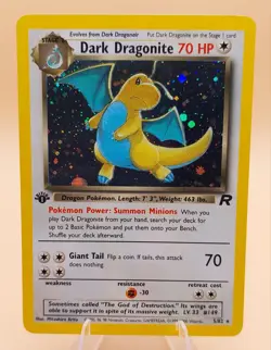 Dark Dragonite Holo Rare Team Rocket 1st Edition 5/82 Pokemon Card - WOTC 1999 - Image 1