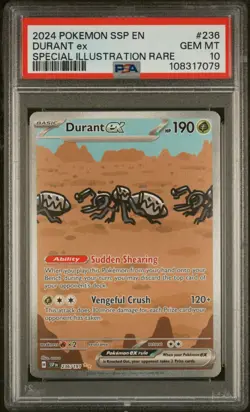 2024 Pokemon Surging Sparks #236 Durant Ex Special Illustration Rare PSA 10 - Image 1