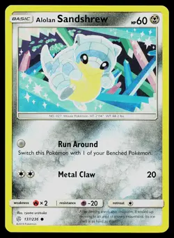 Pokemon Card Cosmic Eclipse Alolan Sandshrew 137/236 Common - Image 1