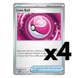 4x Love Ball - 156/167 - SV06: Twilight Masquerade (TWM) Pokemon Playset x4 - Image 1