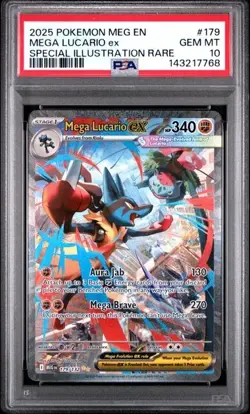 2025 Pokemon Mega Evolution #179 Mega Lucario ex SIR Special PSA 10 768 - Image 1