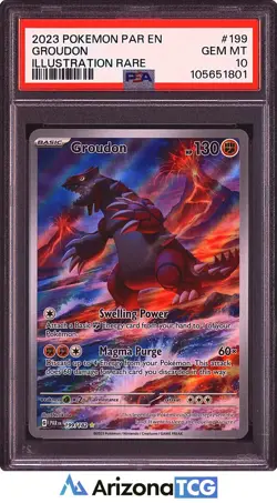 Pokemon 2023 Groudon 199/182 Illustration Rare Paradox Rift GEM MINT PSA 10 - Image 1