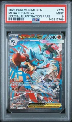 2025 Pokemon Mega Evolution #179 Mega Lucario ex SIR Special PSA 9 766 - Image 1