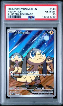 PSA 10 Helioptile 143/132 Pokemon Mega Evolution Illustration Rare 2025 GEM MINT - Image 1
