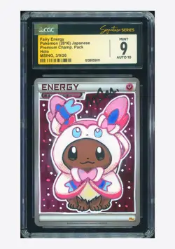 Pokemon CGC 9 AUTO 10 Fairy Energy Holo Eevee Msing 2016 CP4 Japanese #1 - Image 1