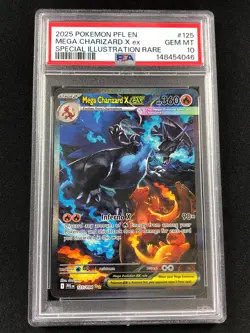 Pokemon 2025 Mega Charizard X EX 125/094 PSA 10 - Image 1