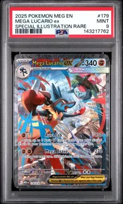 2025 Pokemon Mega Evolution #179 Mega Lucario ex SIR Special PSA 9 762 - Image 1