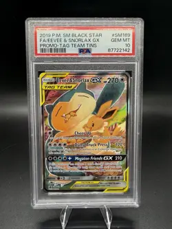 2019 POKEMON SM BLACK STAR PROMO #SM169 FA/EEVEE & SNORLAX GX PROMO-TAG TEAM - Image 1