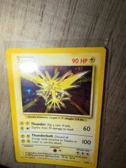 Pokemon Card Unlimited Edition Holo Rare Base Set 1999 Zapdos 16/102 MP - Image 3