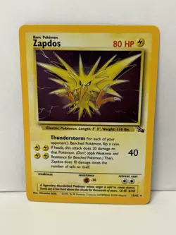 Zapdos 15/62 Fossil Holo Rare 80 HP Pokemon TCG Card Wizards 1999 Unlimited - Image 1