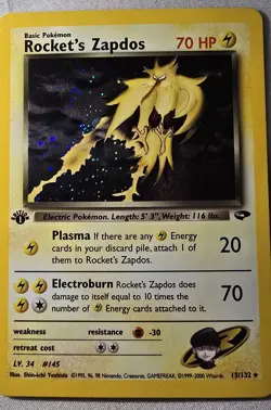 Rocket's Zapdos 1st Edition Holo Rare Gym Challenge 15/132 Pokemon TCG Card 2000 - Image 4