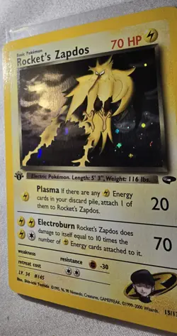 Rocket's Zapdos 1st Edition Holo Rare Gym Challenge 15/132 Pokemon TCG Card 2000 - Image 5
