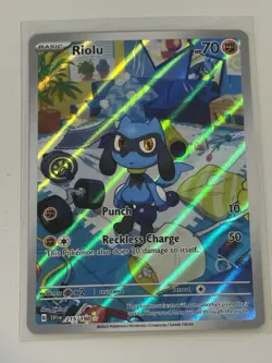 Pokemon Riolu TCG Scarlet & Violet Base Set Holo Card 215/198 Illustration Rare - Image 1