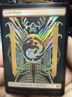 Mountain (270) - Full Art Phyrexia: All Will Be One Foil Misprint Light Crimp - Image 1