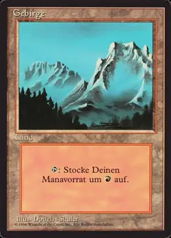 1x FBB Mountain (Blue) - German Heavy Play, German 3rd Edition Revised (FBB) MTG - Image 1