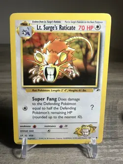 Pokemon — Lt. Surge's Raticate 51/132 — Gym Heroes Unlimited - Image 1