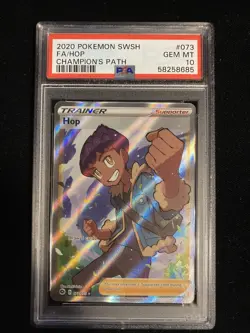 2020 Pokemon SWSH Champion's Path #073 Full Art Trainer Hop PSA 10 GEM MINT - Image 1
