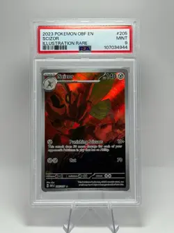 2023 POKEMON OBF EN-OBSIDIAN FLAMES ILLUSTRATION RARE #205 SCIZOR PSA 9 - Image 3