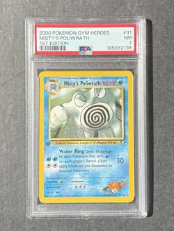 Misty’s Poliwrath, 1st Edition Gym Heroes Pokemon 2000, PSA 7, 31/132 - Image 1