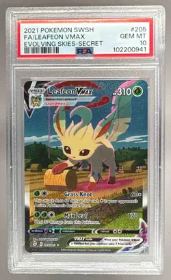 0941 Leafeon VMAX 2021 Pokemon Sword & Shield Evolving Skies #205 PSA 10 - Image 1